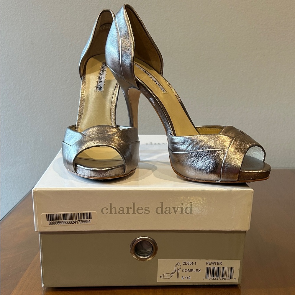 Charles David Metallic Open-Toe Heels - Picture 6 of 6
